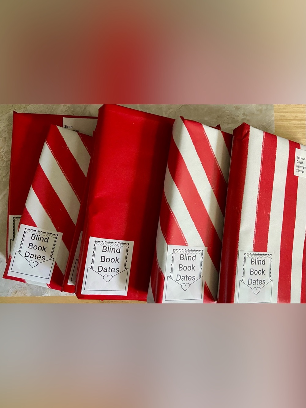 Blind Book Dates Gift Wrap - Red Decorative Wrapping Sheets